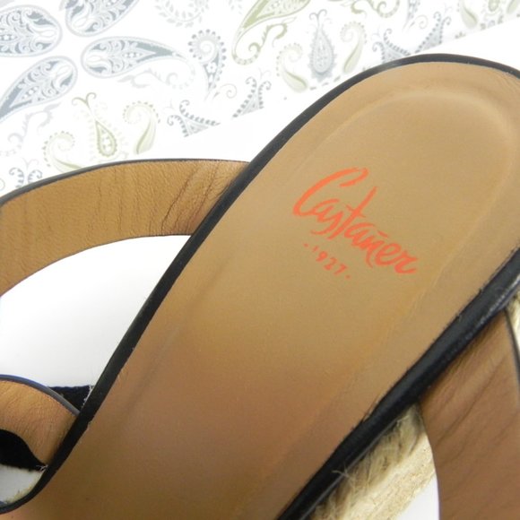 Casteñer Black Leather Espadrilles with Ankle Tie - Almost New - Picture 4 of 8